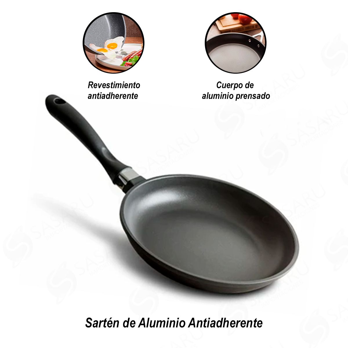 GENERICO - Sartén de Aluminio Antiadherente de 26 cm