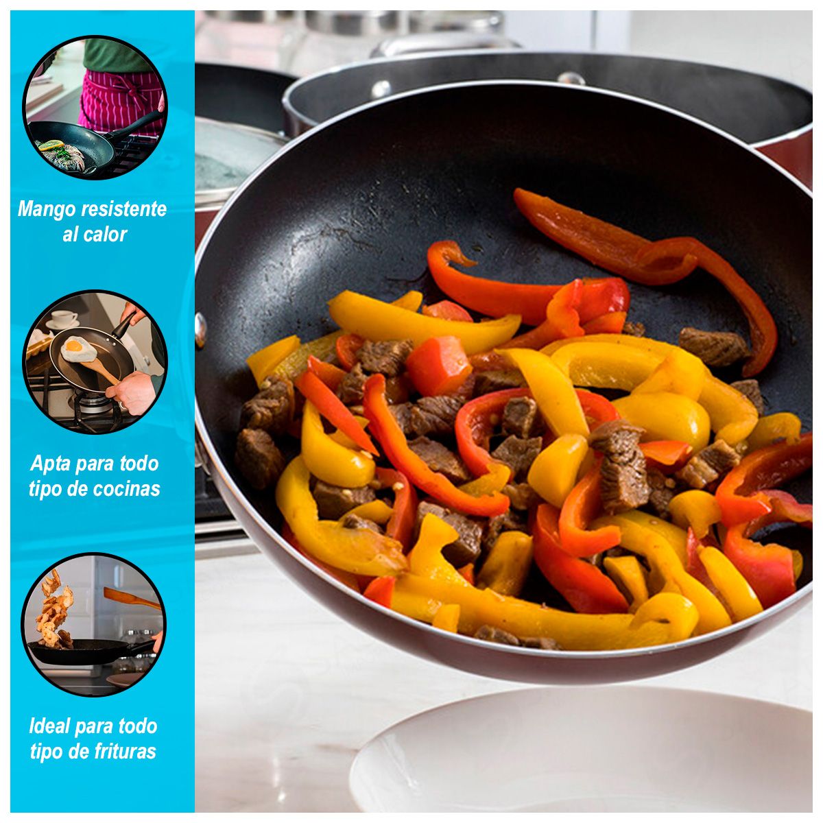 GENERICO - Sartén de Aluminio Antiadherente de 26 cm