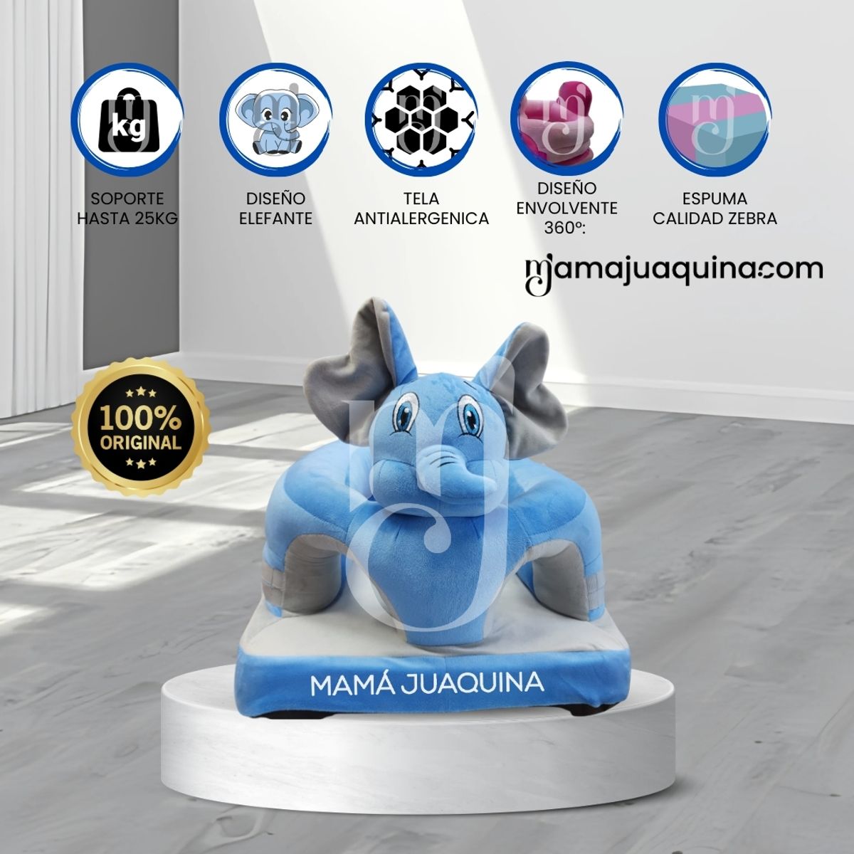 BABY - Asiento de Apoyo para Bebés «ELEPHANT» Animal Light Blue