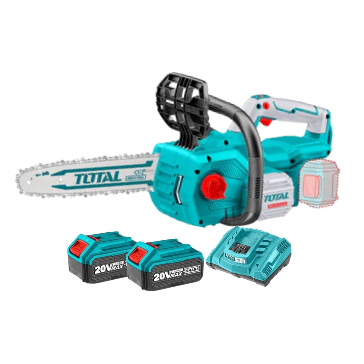 TOTAL TOOLS - Motosierra Inalámbrica 20V con baterías + cargador