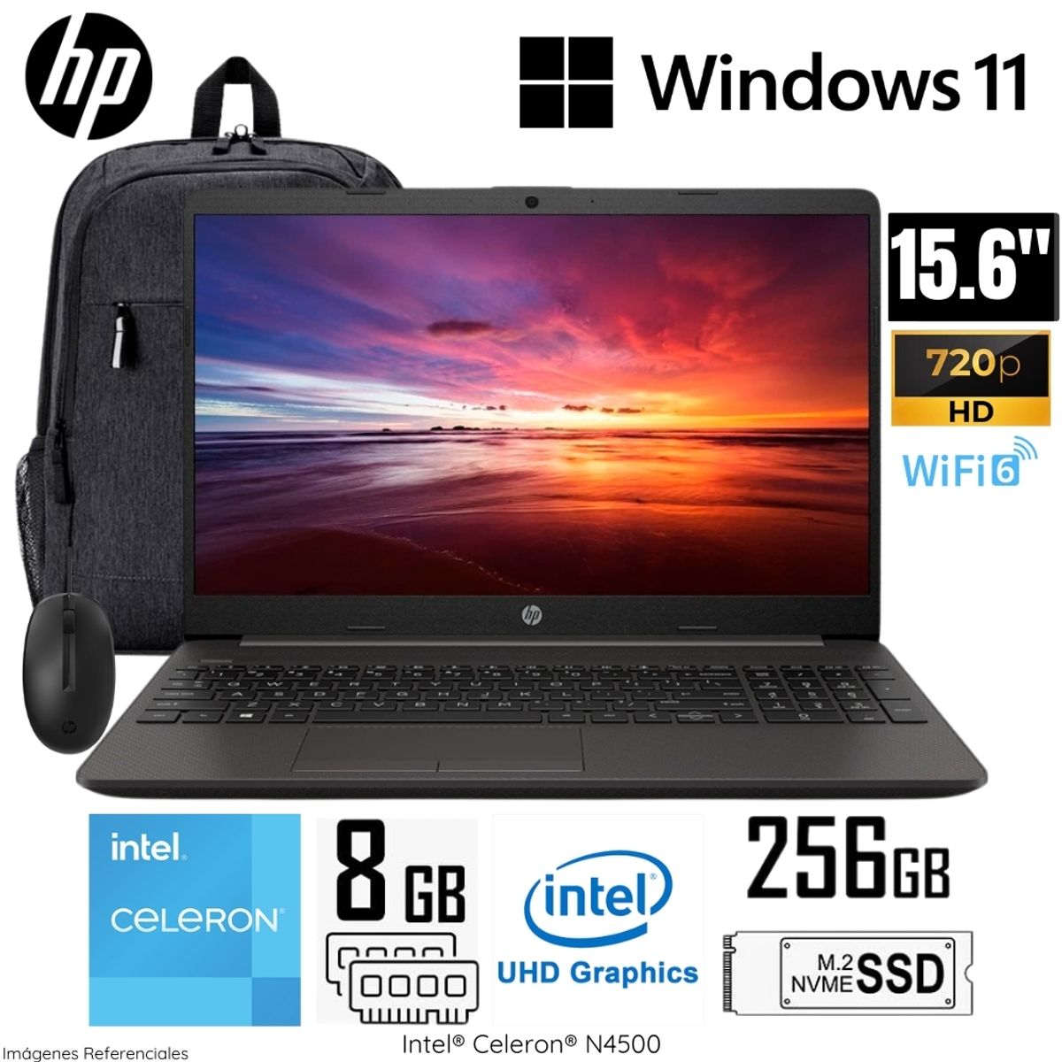 HP - Laptop HP 250 G9 Intel Celeron N4500 8GB RAM 256GB SSD 15.6"  HD - A12FJLA