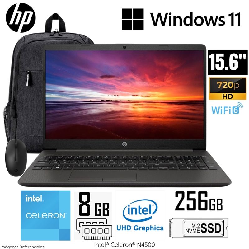 HP - Laptop HP 250 G9 Intel Celeron N4500 8GB RAM 256GB SSD 15.6"  HD - A12FJLA
