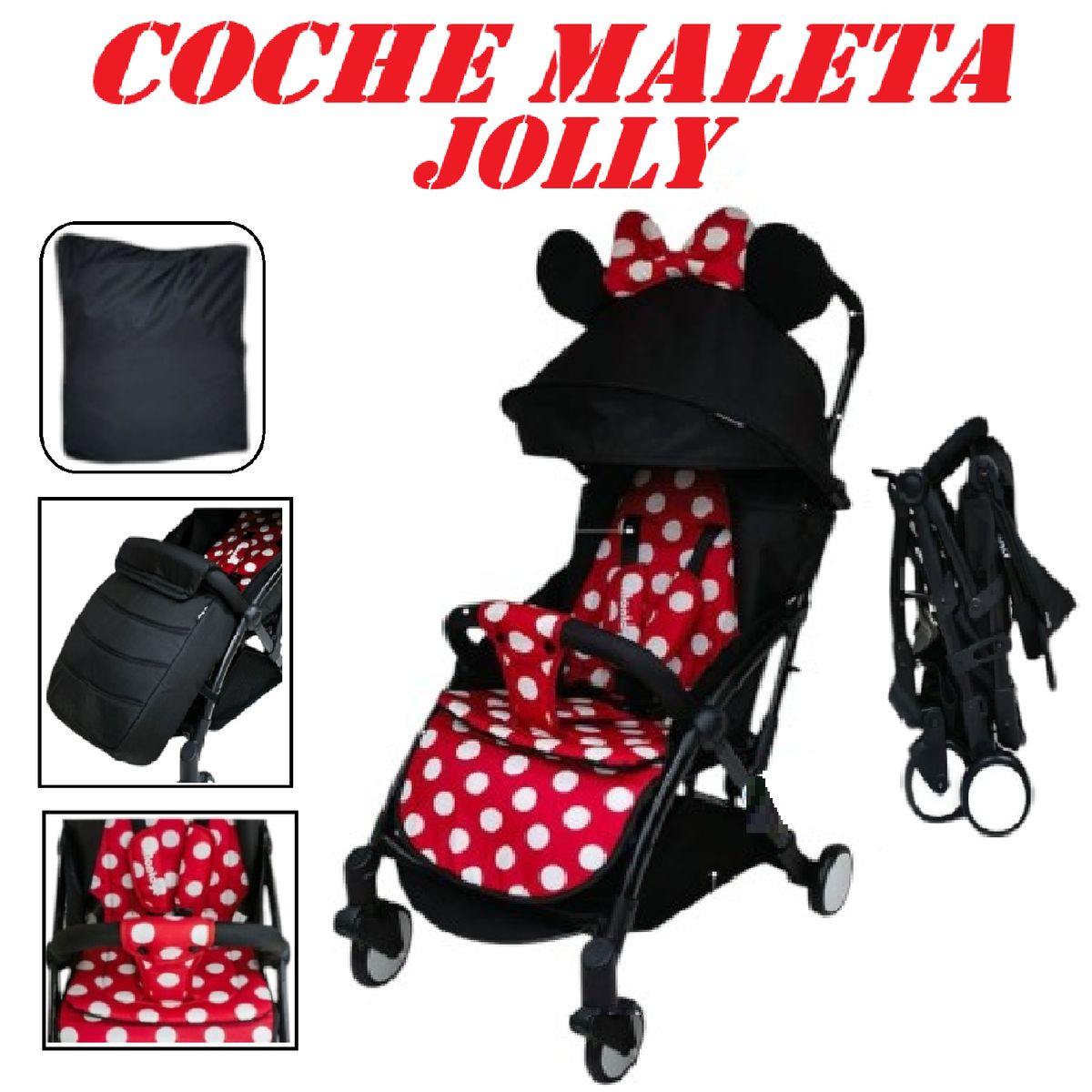 GENERICO - Novedoso Coche Maleta Jolly con Orejas -Rojo