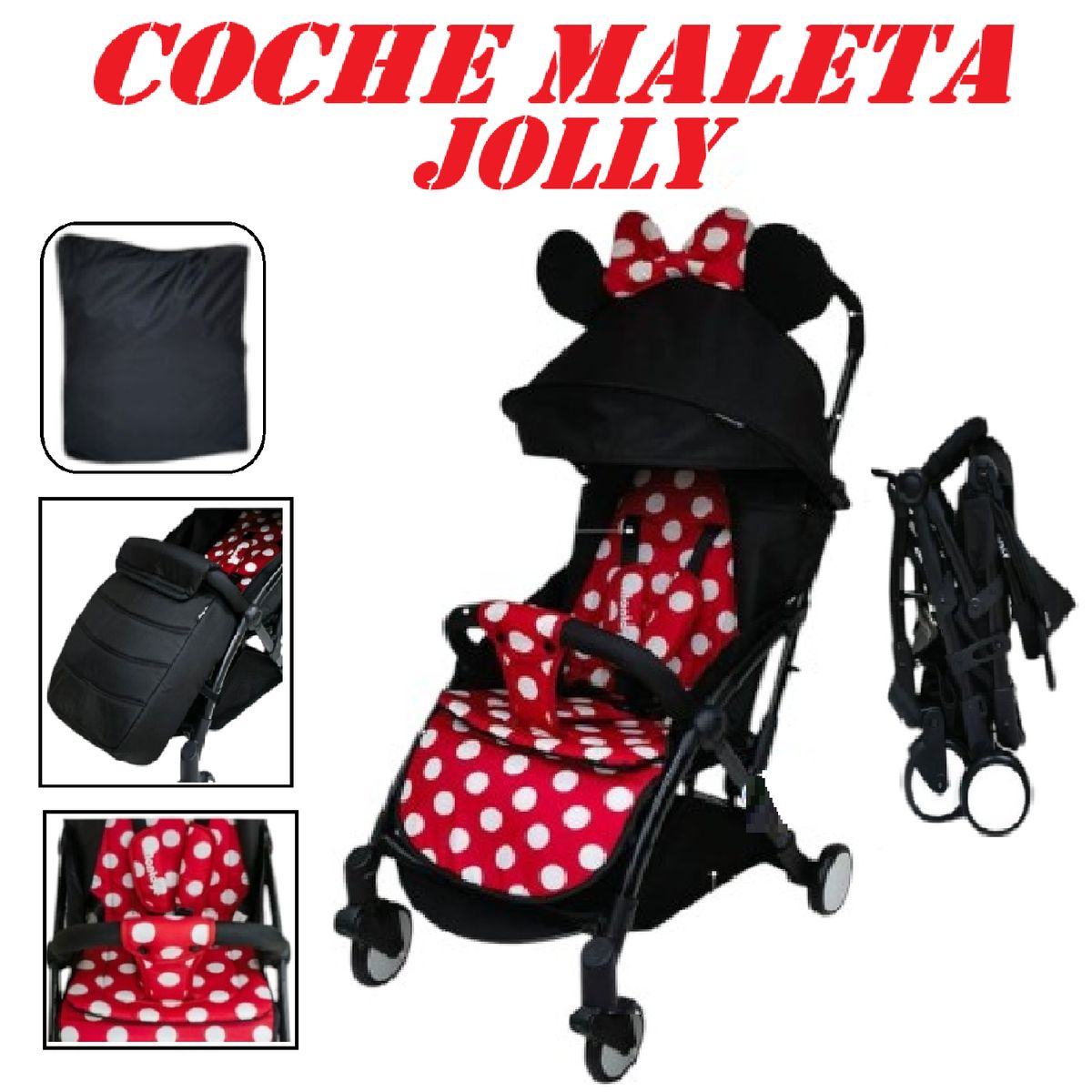 GENERICO - Novedoso Coche Maleta Jolly con Orejas -Rojo