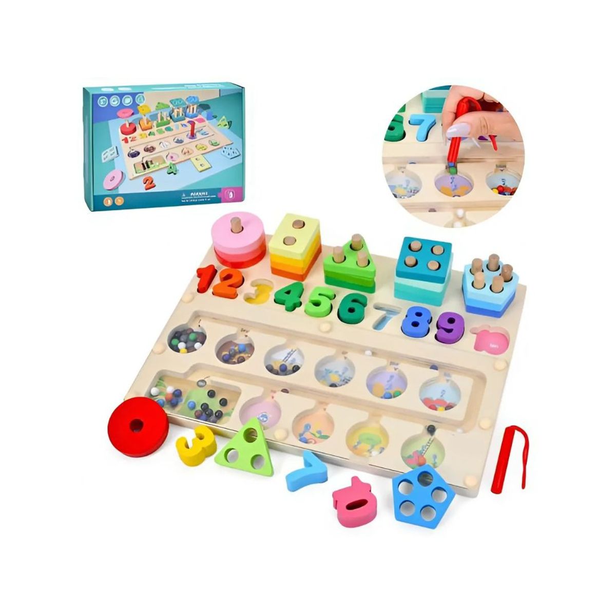 GENERICO - Pack Tablero Montessori 3 en 1 + Tarjetas Léxicas para Niños