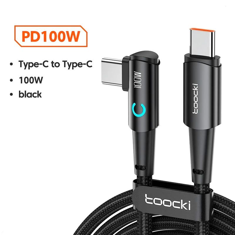 GENERICO - Cable toocki 100w 90° carga rapida 2m TIPO C - TIPO C