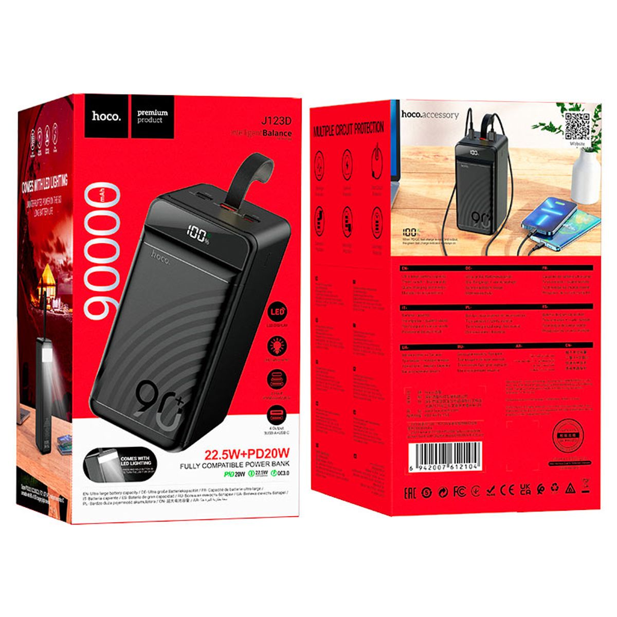 HOCO - Cargador Bateria Portatil Carga Rapida Power Bank HOCO 90000mAh