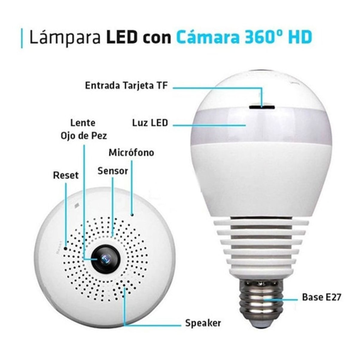 ITELSISTEM - Foco Camara Espia 360 wifi vigilancia Itelsistem