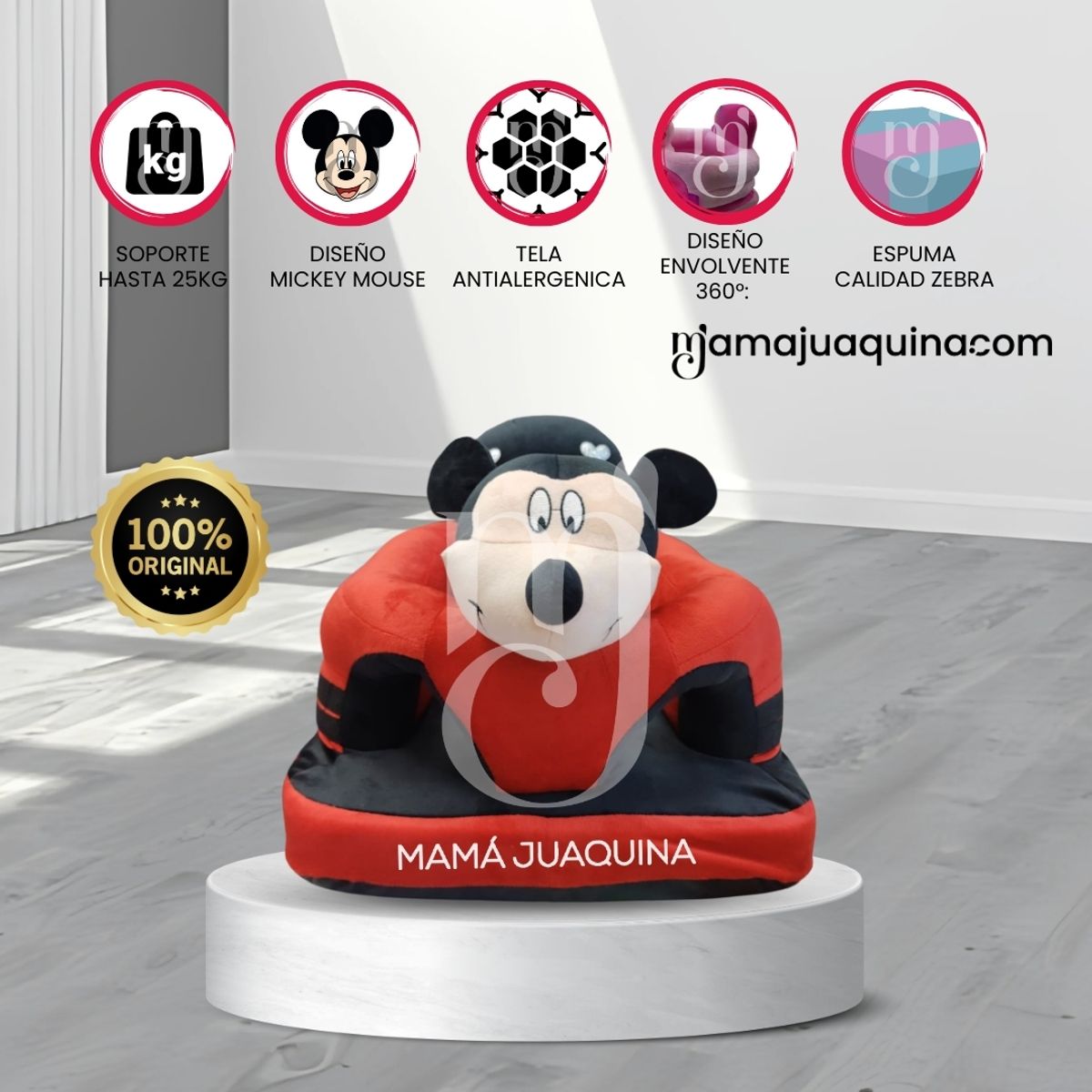 BABY - Asiento de Apoyo para Bebés «MICKEY» Premium Red