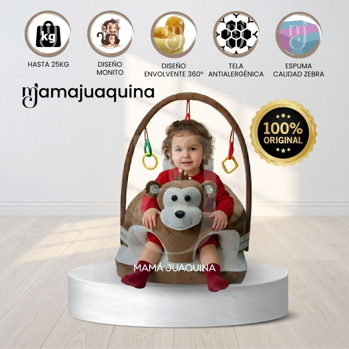 Baby - Asiento de Apoyo para Bebés «MONKEY» Animal Coffee