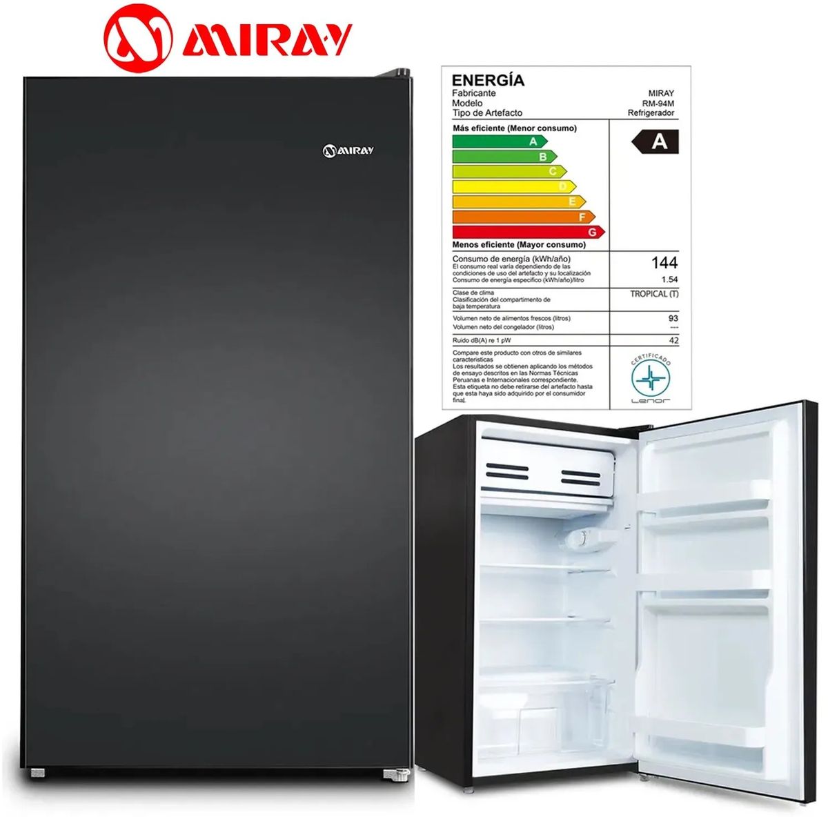 MIRAY - Frigobar-Refrigeradora Miray RM-94M 93 L