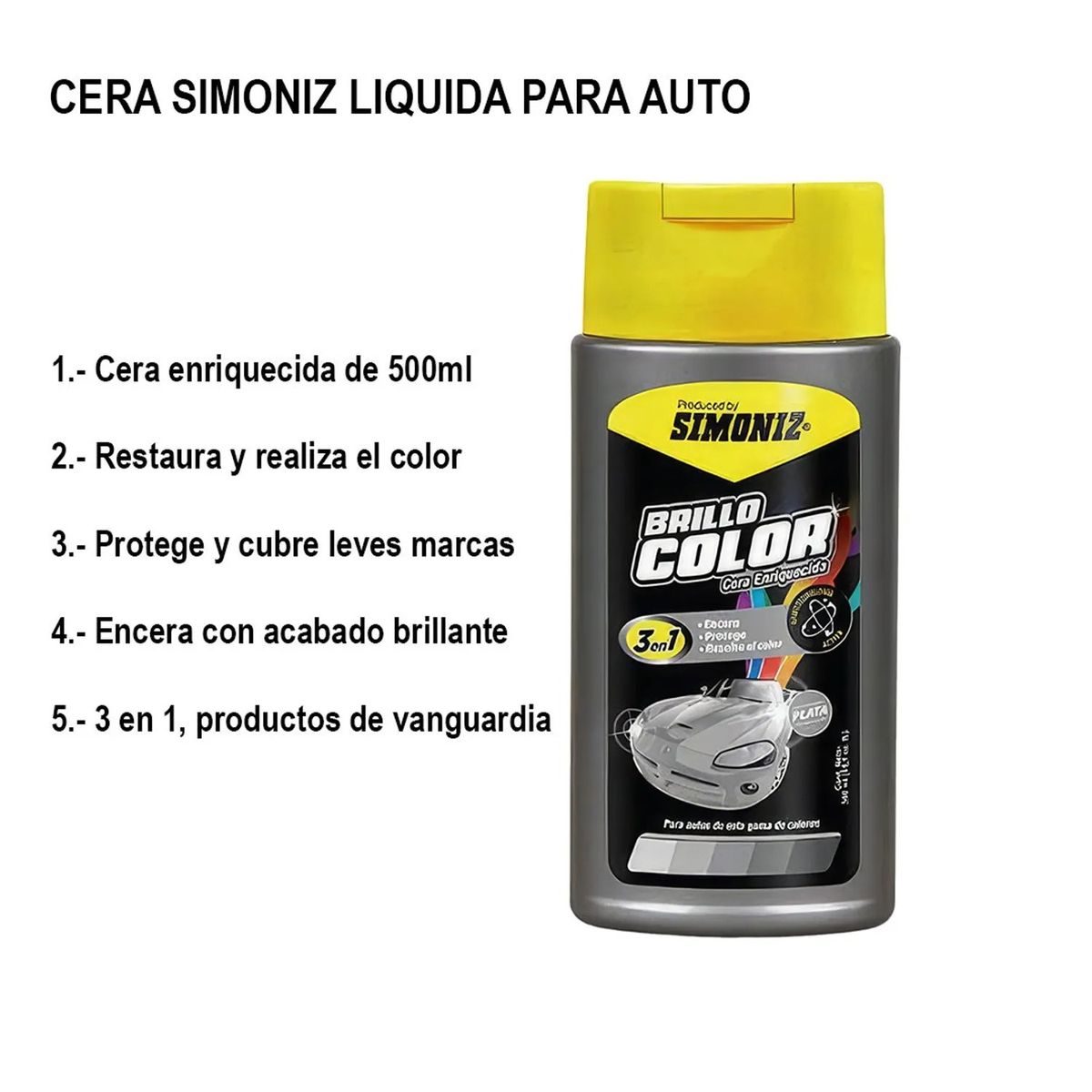 SIMONIZ - Cera Simoniz Líquida 500ML 3 En 1 Silver