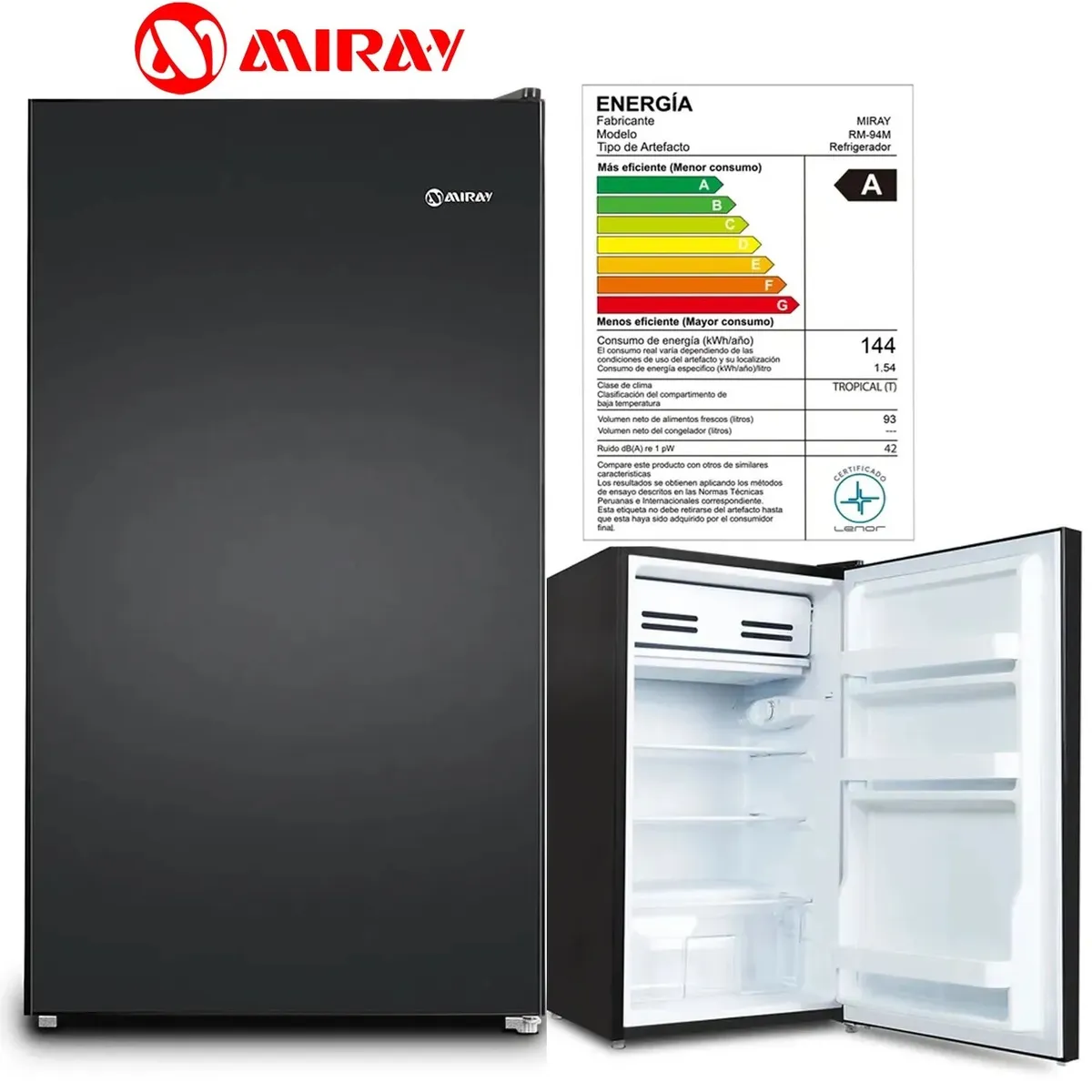MIRAY - Frigobar-Refrigeradora Miray RM-94M 93 L