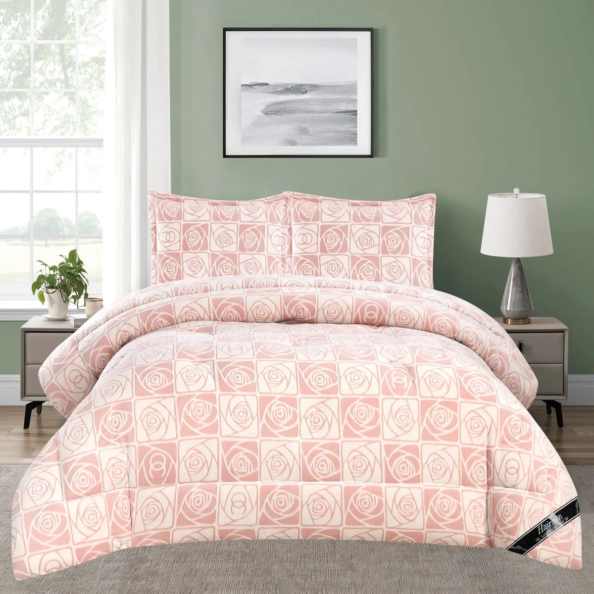 GENERICO - JUEGO DE CAMA INVIERNO HAIRIFON 2 PLAZAS - ESTAMPADO CORAL