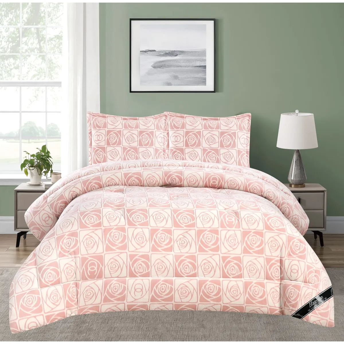 GENERICO - JUEGO DE CAMA INVIERNO HAIRIFON 2 PLAZAS - ESTAMPADO CORAL