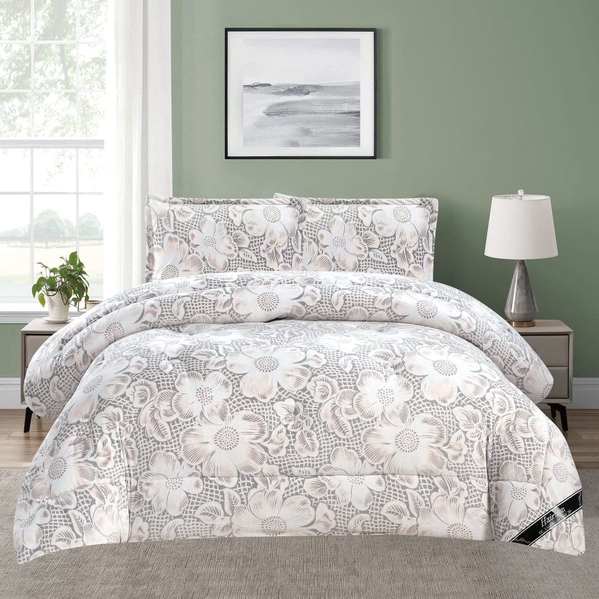 GENERICO - JUEGO DE CAMA INVIERNO HAIRIFON 2 PLAZAS - ESTAMPADO GRIS