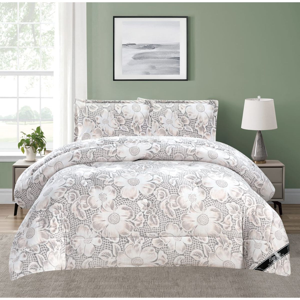 GENERICO - JUEGO DE CAMA INVIERNO HAIRIFON 2 PLAZAS - ESTAMPADO GRIS