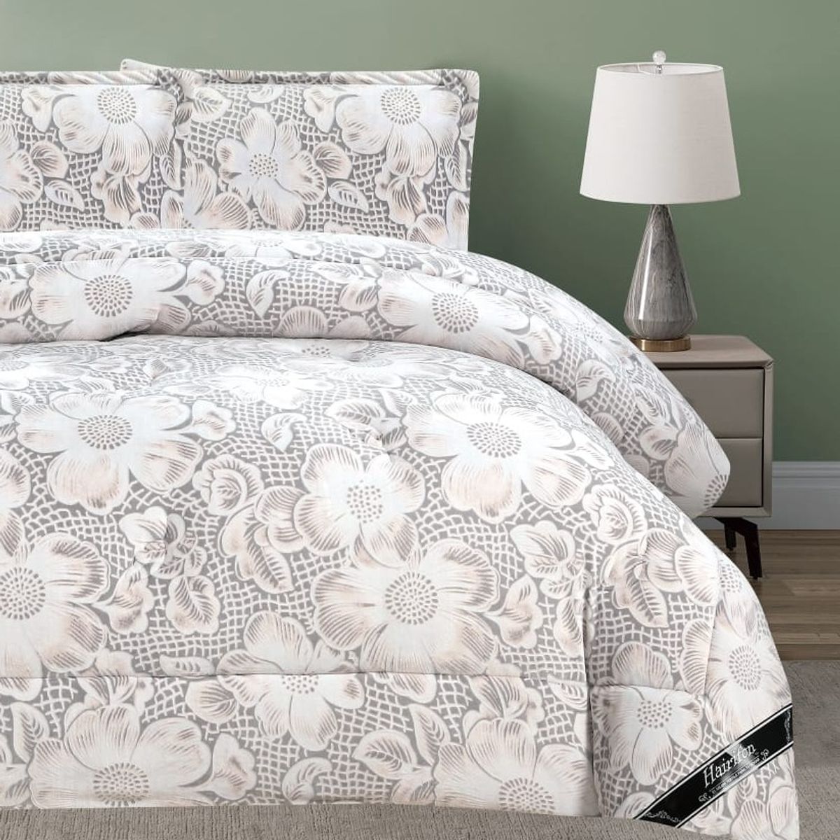 GENERICO - JUEGO DE CAMA INVIERNO HAIRIFON 2 PLAZAS - ESTAMPADO GRIS