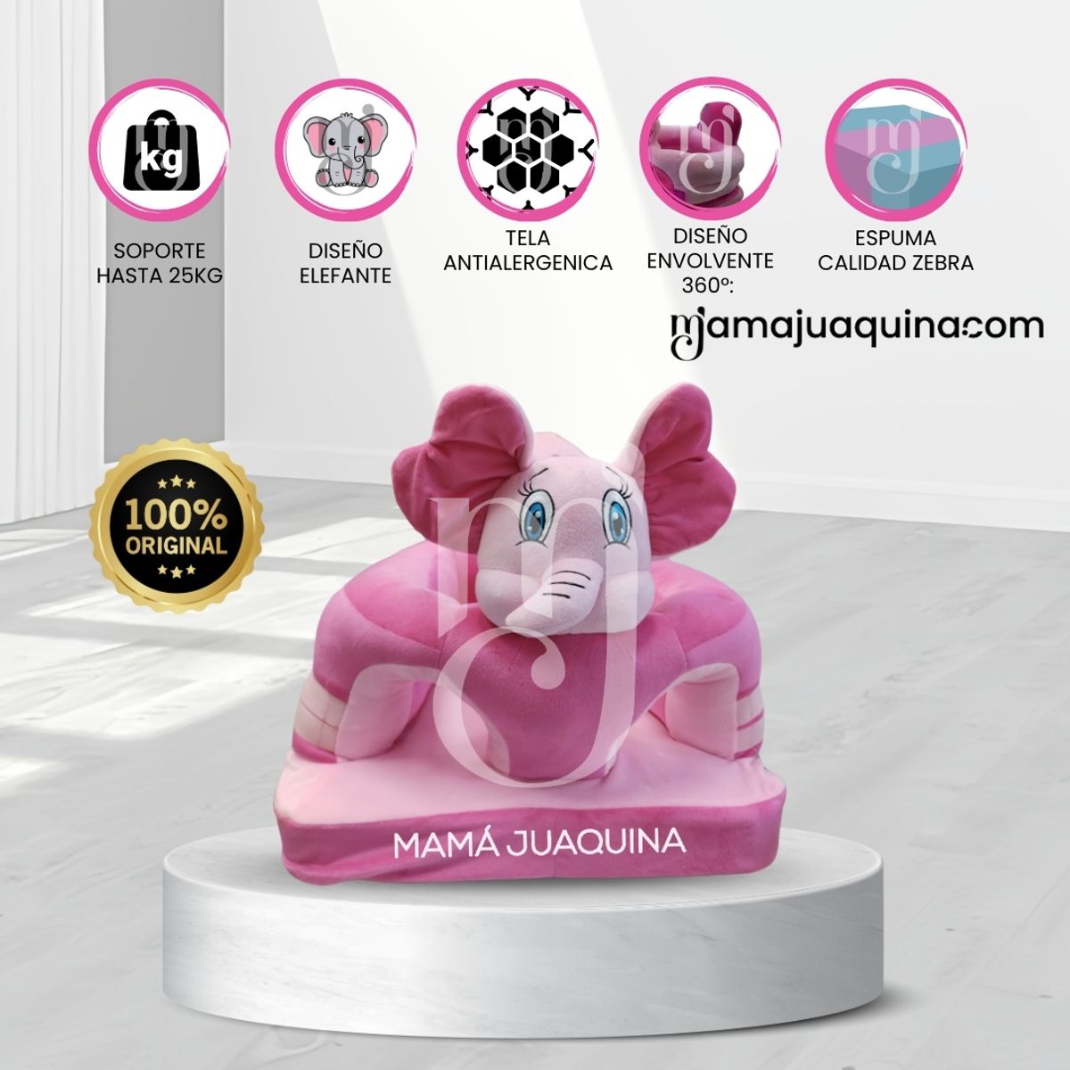 BABY - Asiento de Apoyo para Bebés «ELEPHANT» Animal Pink