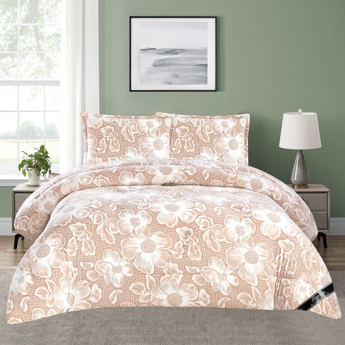 GENERICO - JUEGO DE CAMA INVIERNO HAIRIFON 2 PLAZAS - ESTAMPADO ARENA