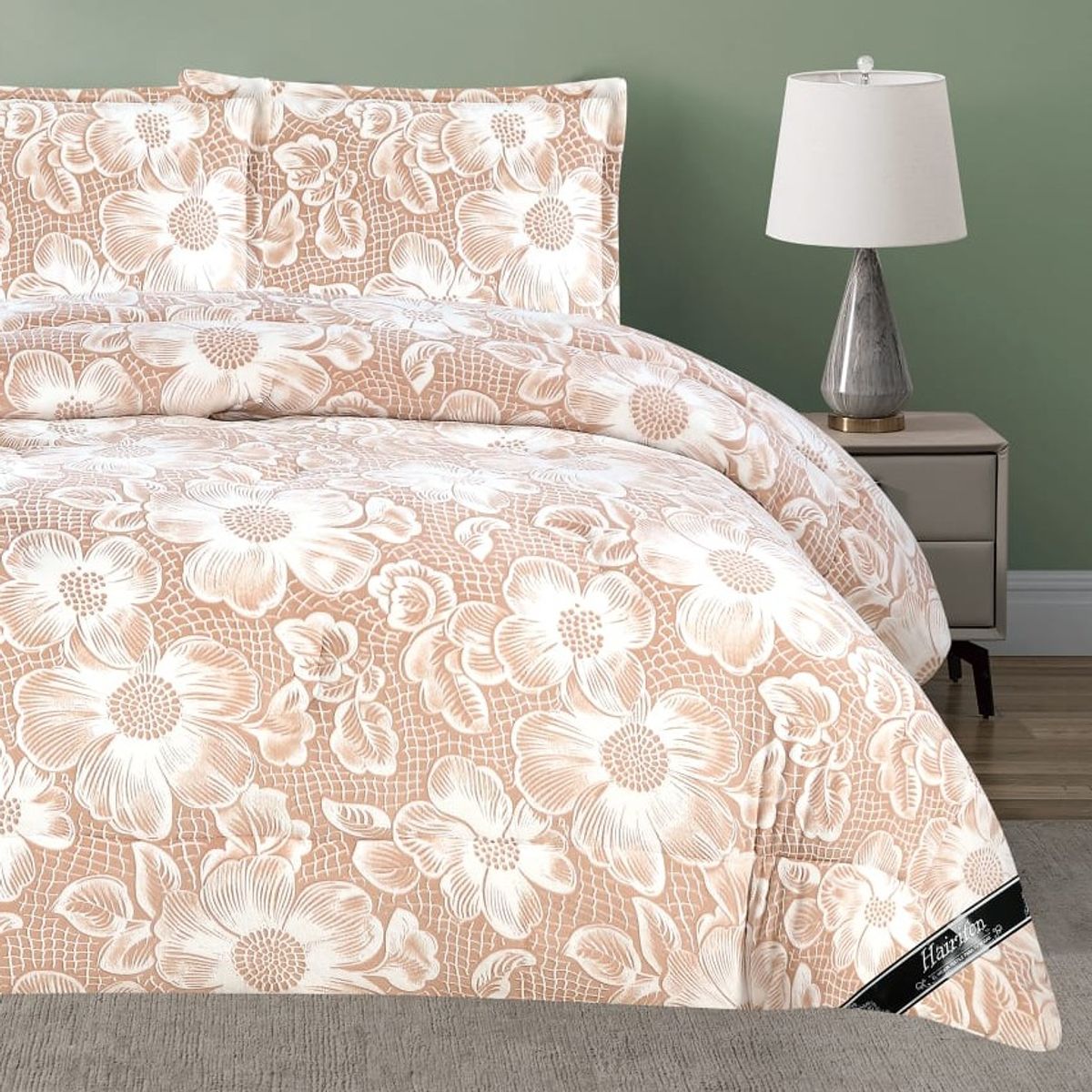 GENERICO - JUEGO DE CAMA INVIERNO HAIRIFON 2 PLAZAS - ESTAMPADO ARENA