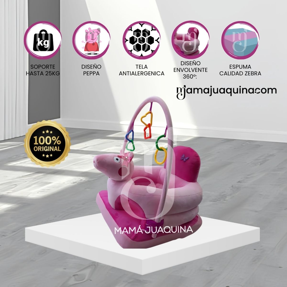 BABY - Asiento de Apoyo para Bebés «PEPPA» Premium Pink