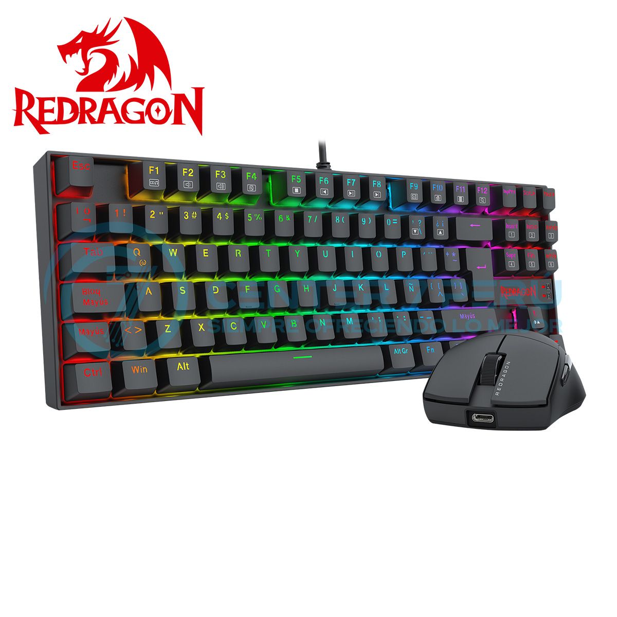 REDRAGON - Combo Redragon S145-SP Teclado KUMARA RGB + Mouse M724 BLACK