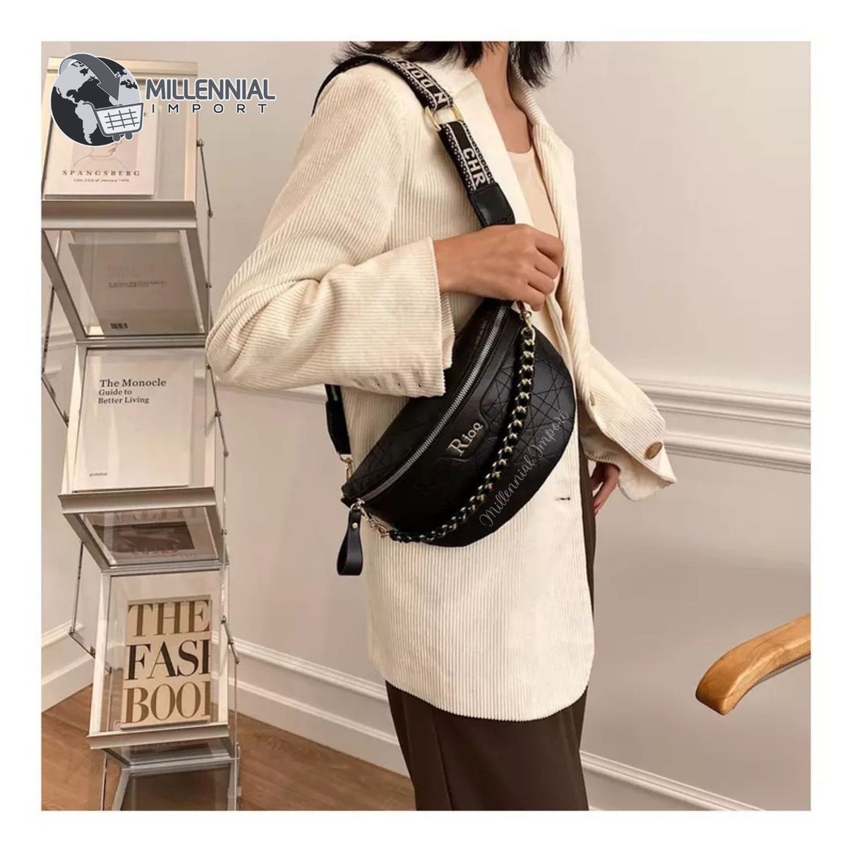 GENERICO - Cartera Cruzada Bolso tipo Canguro para Mujer Cuero PU