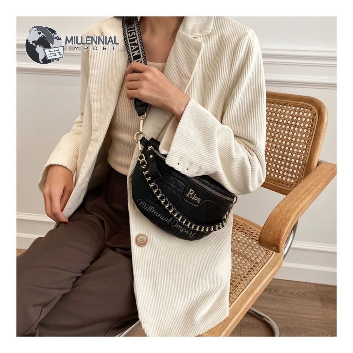 GENERICO - Cartera Cruzada Bolso tipo Canguro para Mujer Cuero PU