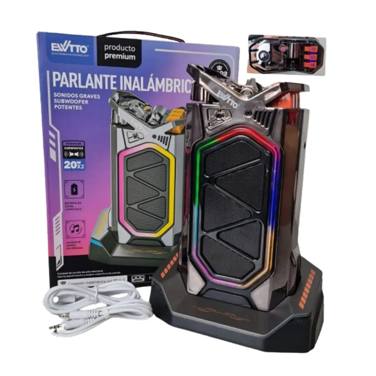 EWTTO - Parlante Gamer EW-P116B Bluetooth  Sonido  Potente  20w RGB