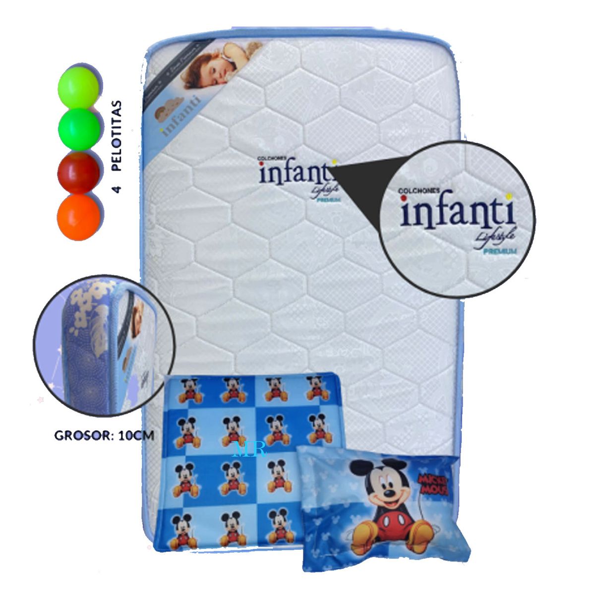 GENERICO - Colchón de Bebe para Cunas Pack and Play Celeste +Canguro