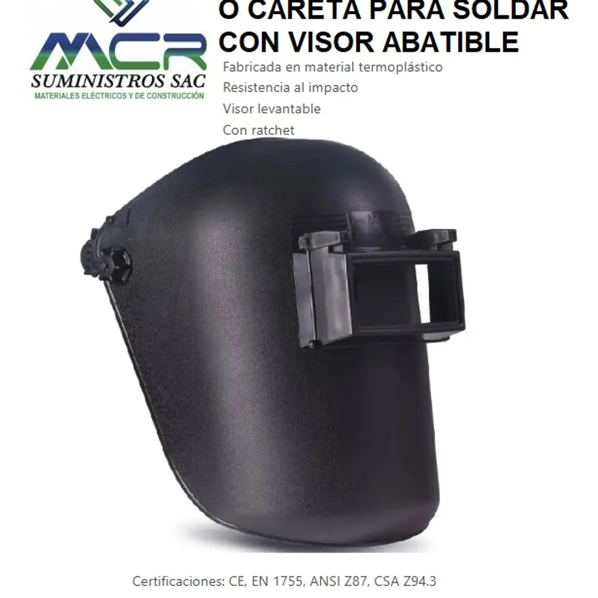 GENERICO - CARETA O MASCARA PARA SOLDAR CON VISOR ABATIBLE