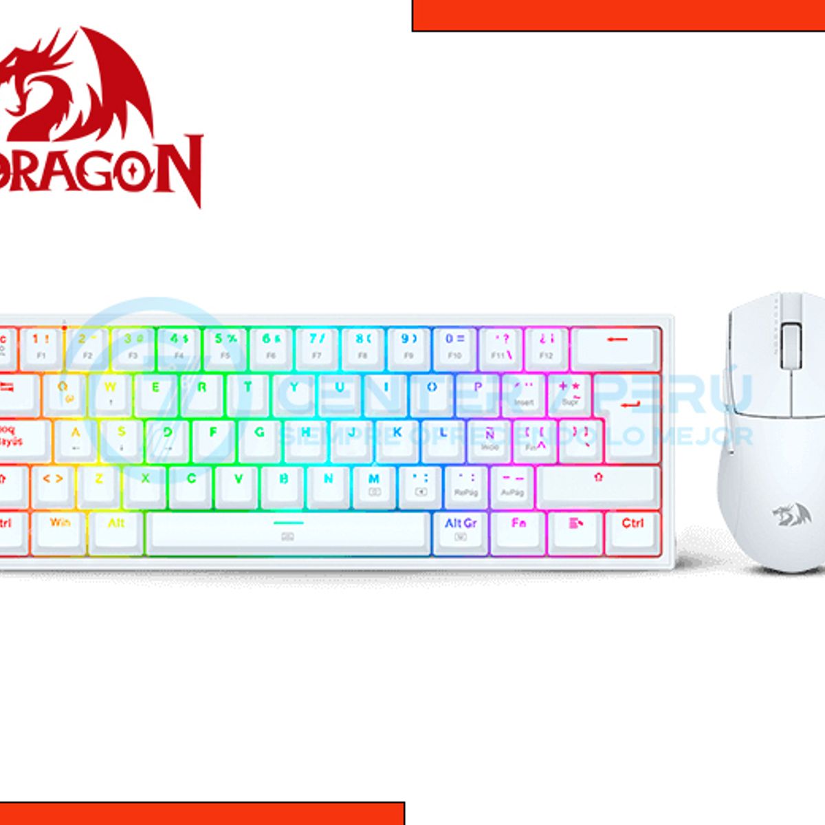 REDRAGON - Combo Redragon S143 Teclado K617RGB FIZZ SP + Mouse M724 White