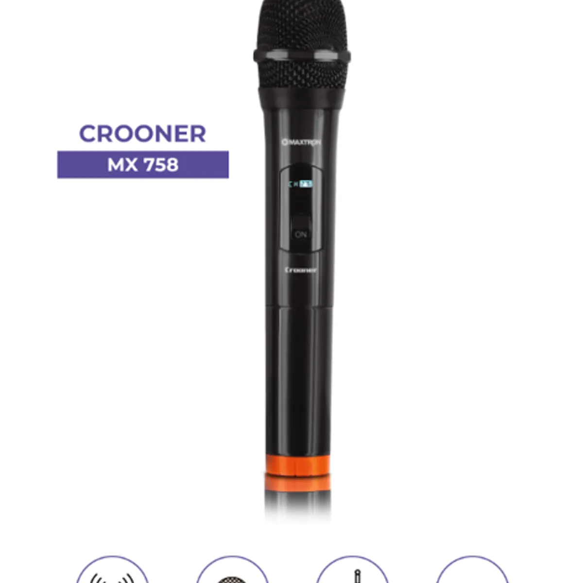 MAXTRON - Microfono Profesional CROONER MX758 WIFI VHF MAXTRON