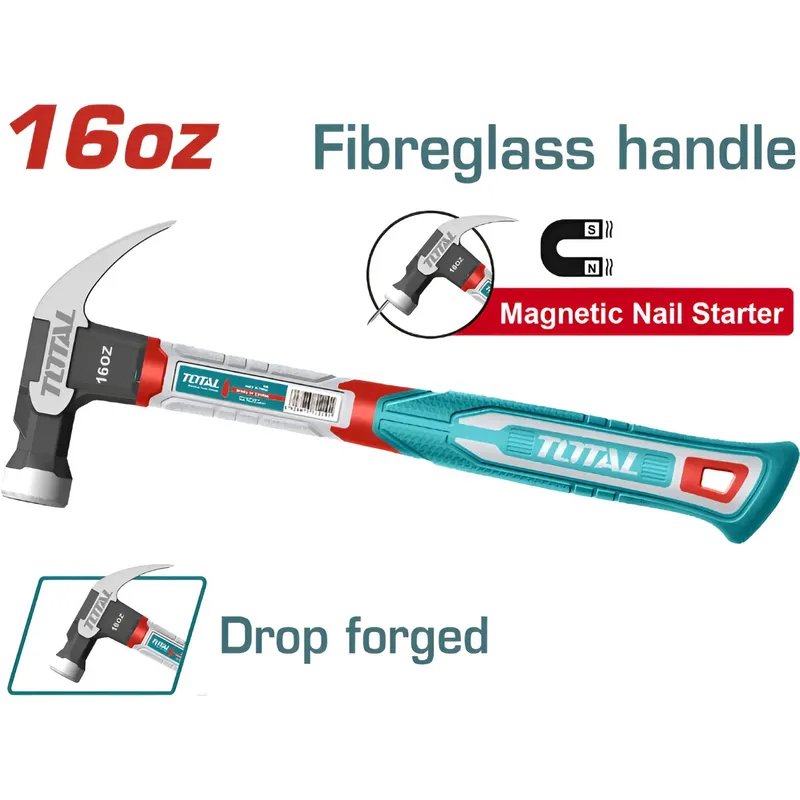 TOTAL TOOLS - Martillo carpintero 16 Onzas fibra - THCH61016