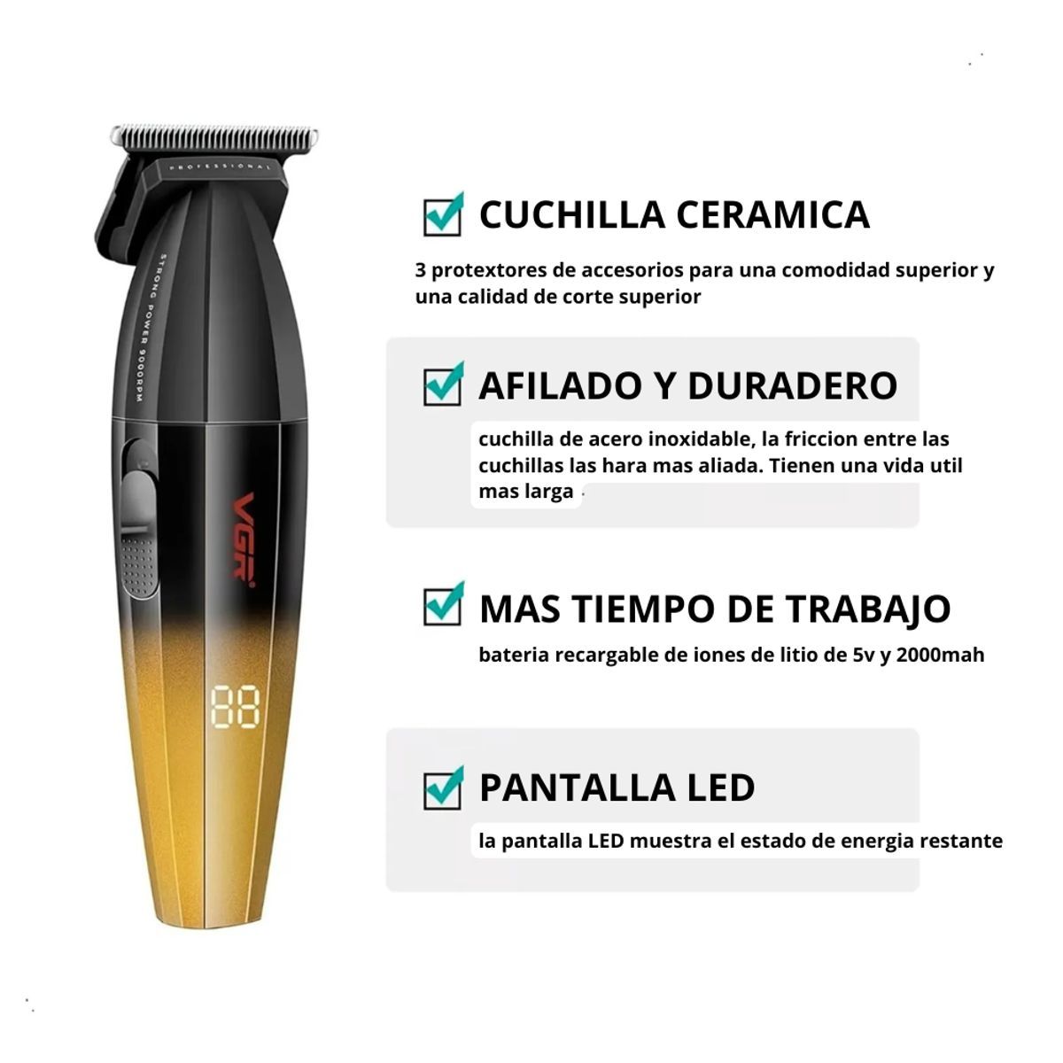 SEISA - Cortadora de Cabello y Barba Portatil Maquina Recortadora Recargable