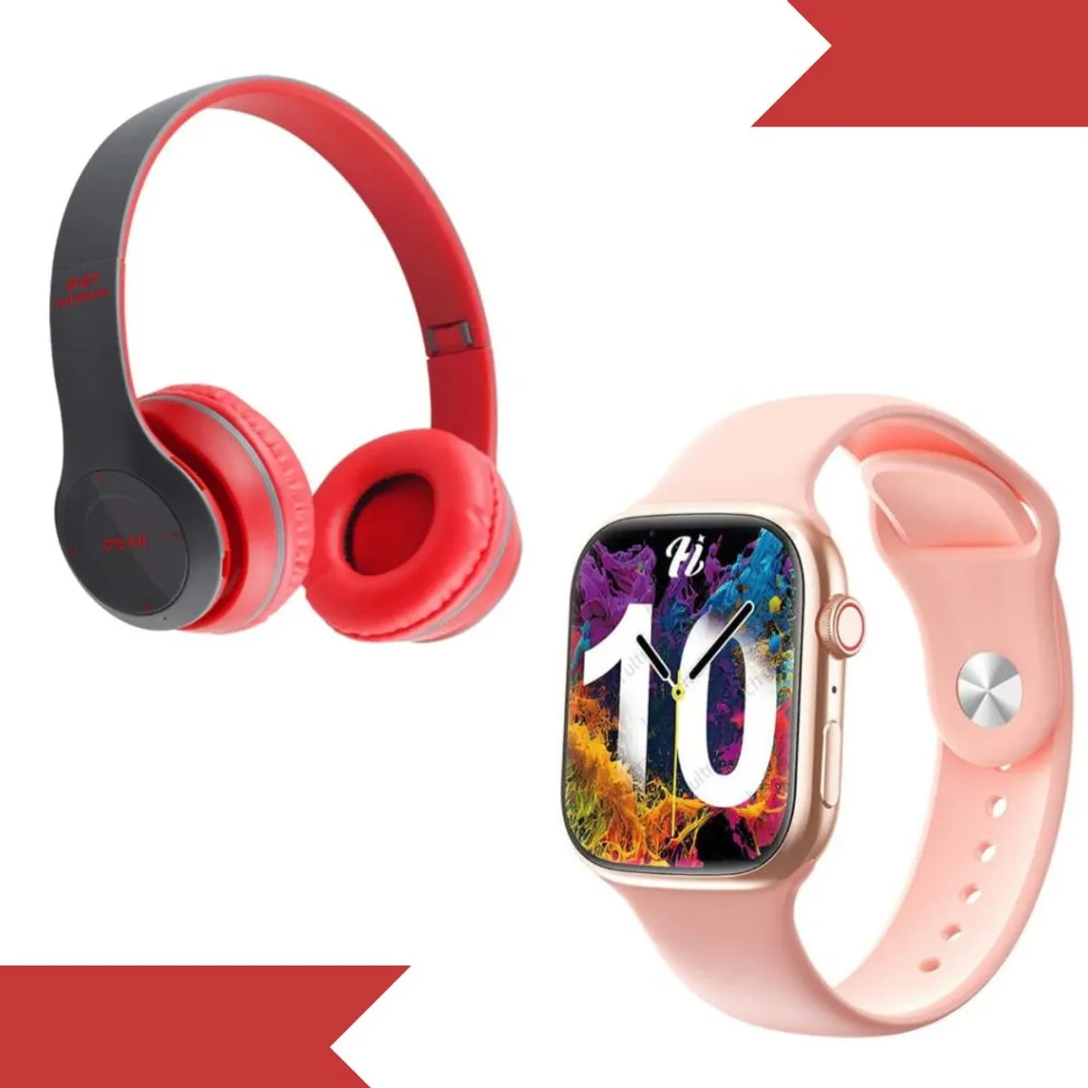 GENERICO - Audifonos P47 más Negro Smartwatch i10 pro max Rosa