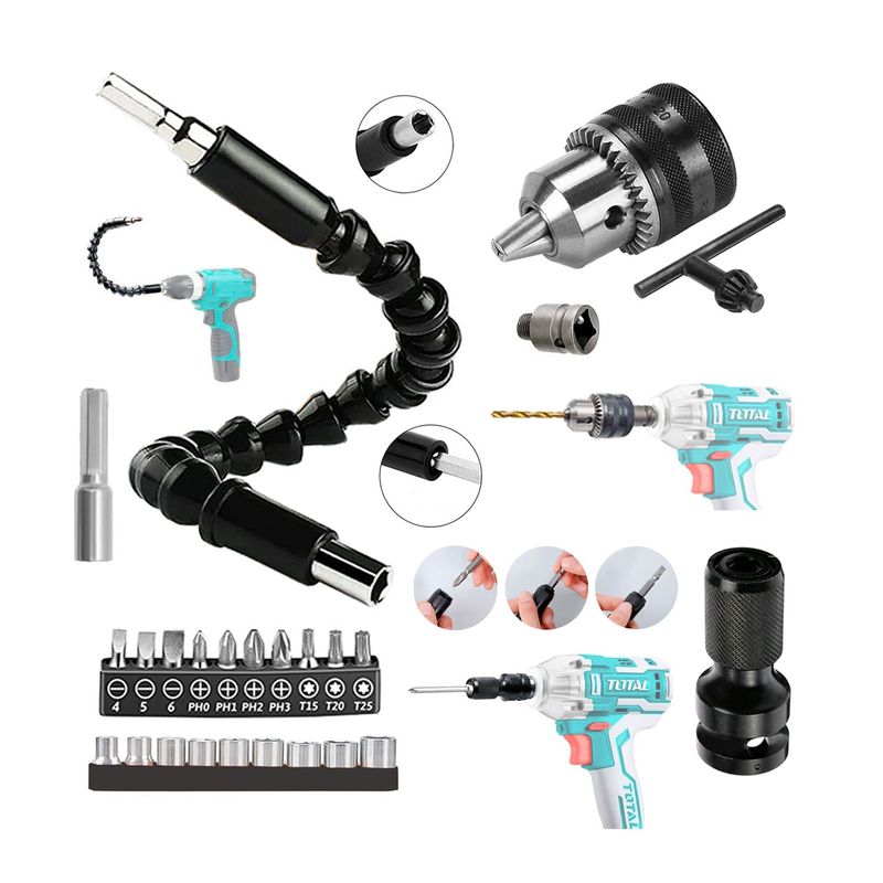 GENERICO - ADAPTADOR Y CHUCK LLAVE DE IMPACTO 12+ EXTENSOR PUNTAS