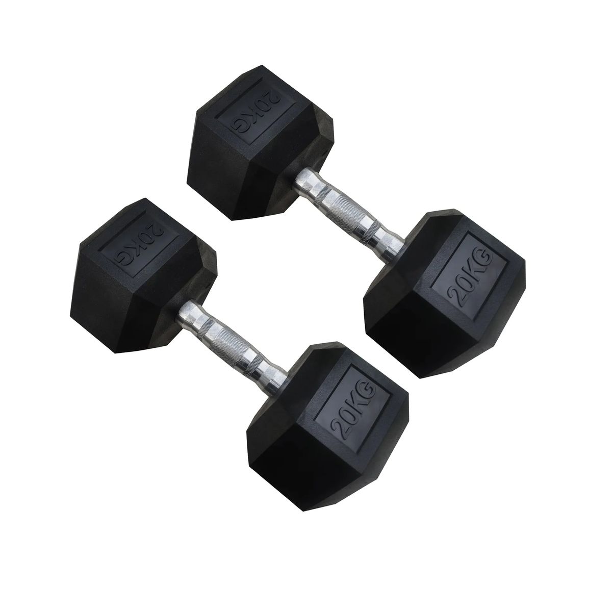 GENERICO - Par Mancuernas Pesas Cromadas Hexagonales De Caucho 20 Kg