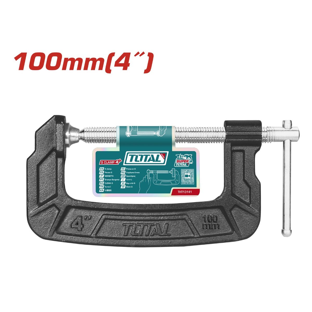 TOTAL TOOLS - Prensa Tipo C 4 Pulgadas  100mm Total Tools  - THT13141