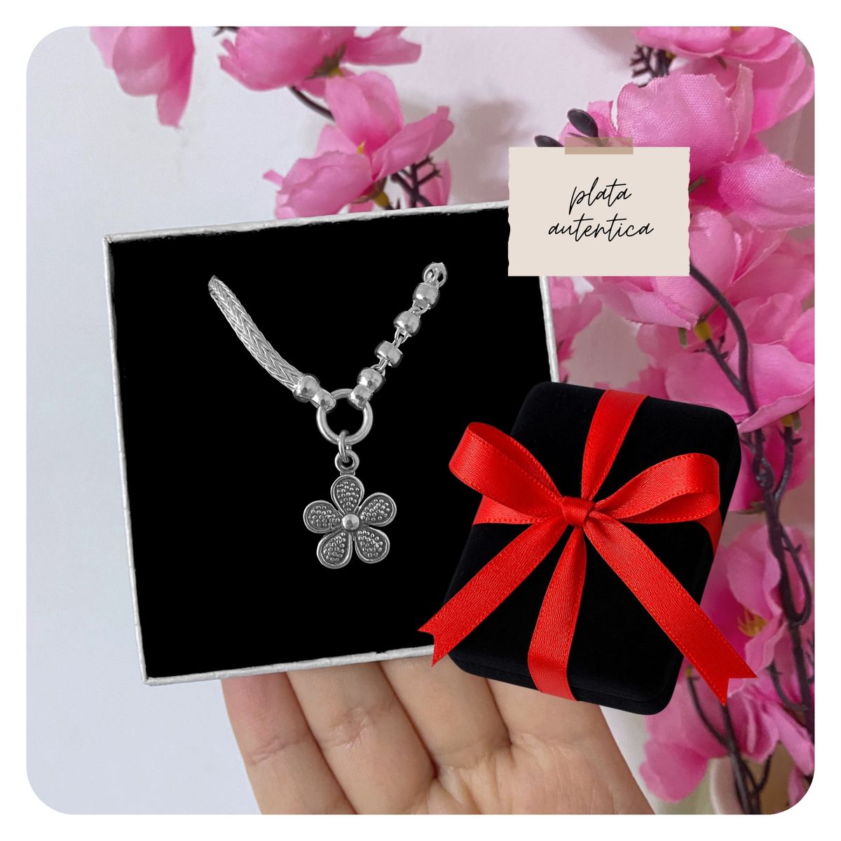 GENERICO - Pulsera Mujer Flor Plata 950 Bombita Regalo Novia Navidad Cumpleaños