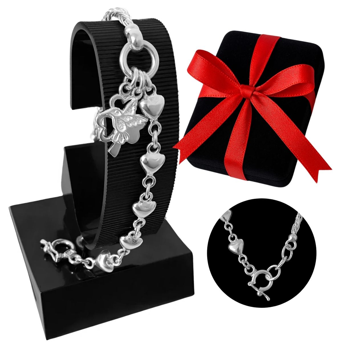 GENERICO - Pulsera Mujer Trébol Colibrí Plata 950 Regalo Novia Navidad Cumpleaños