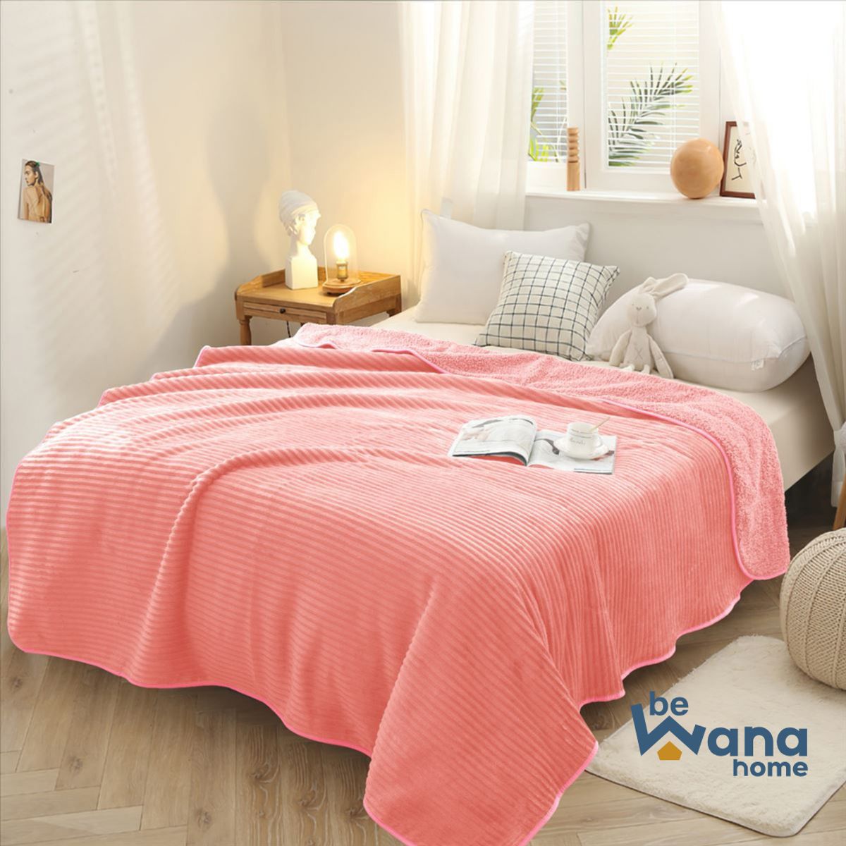 CASATEX - Manta Antialérgica Acalanada con Carnero Sherpa 2PLZ Melon