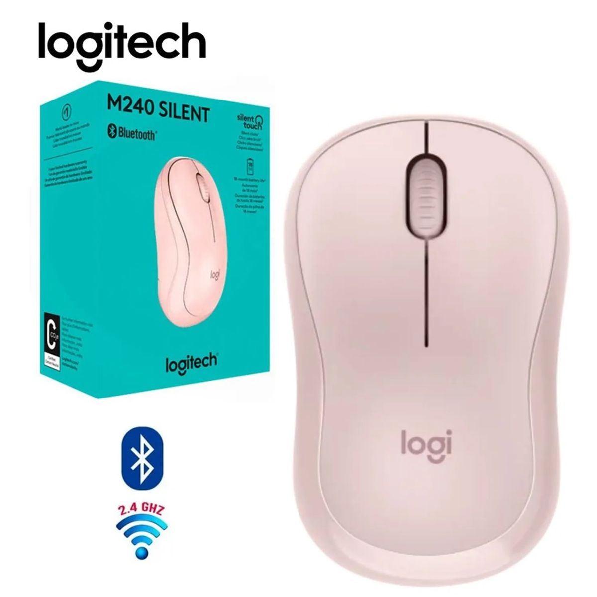 LOGITECH - MOUSE LOGITECH M240 SILENT WIRELESS BLUETOOTH ROSE