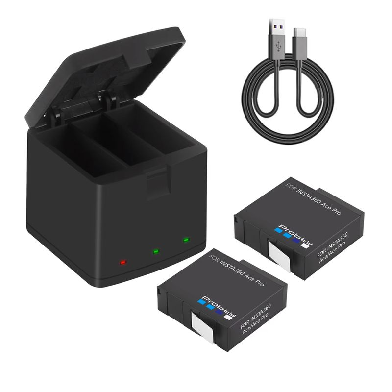 GENERICO - Cargador y baterias 2200mAh para Insta360 ace pro ace pro2