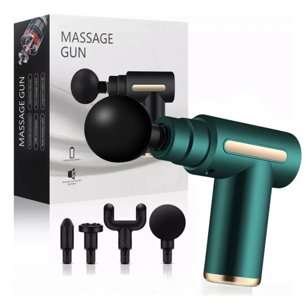 MASSAGE GUNS - Masajeador Corporal Portátil Verde 6 Niveles de Intensidad