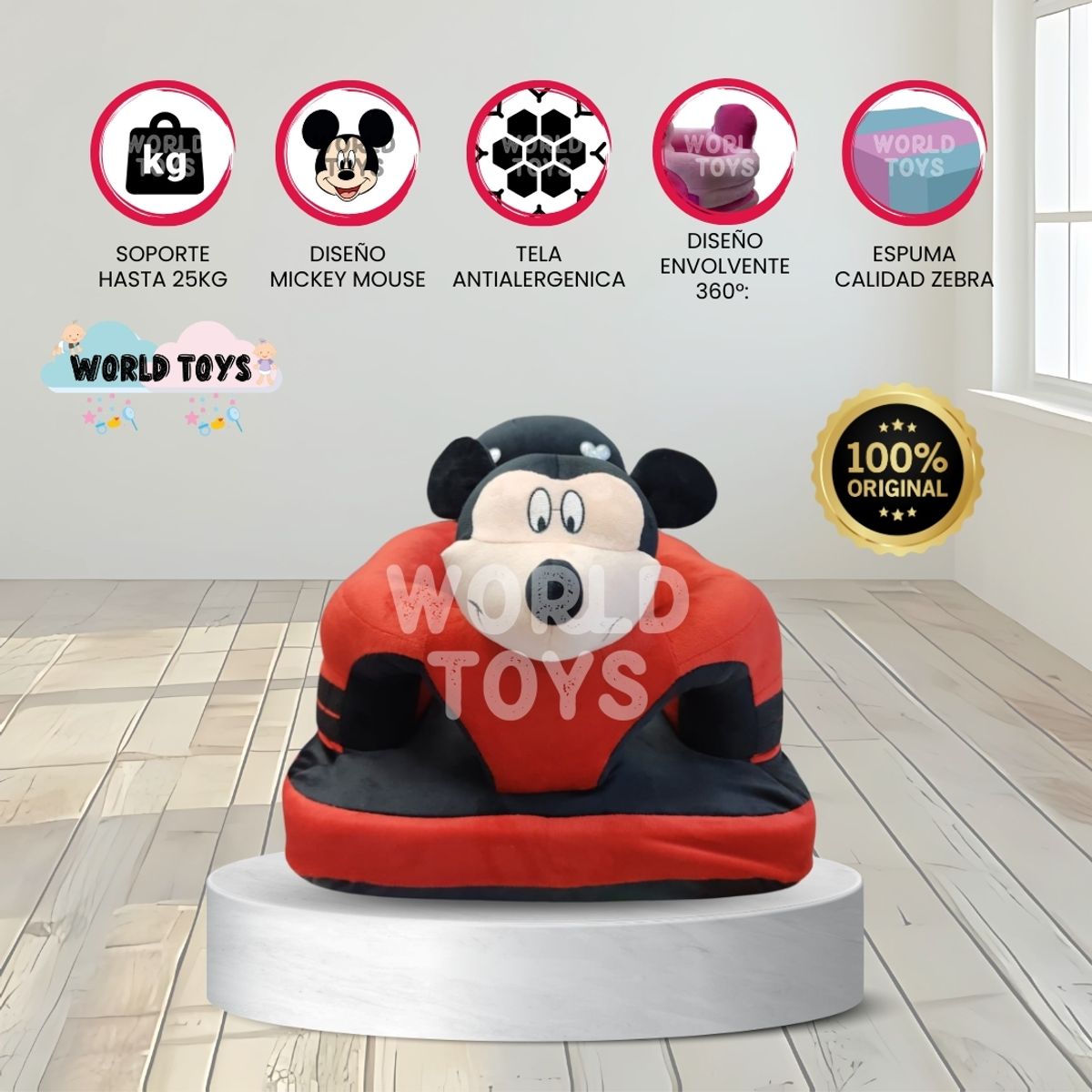 BABY - Asiento de Apoyo para Bebés «MICKEY» Premium Red