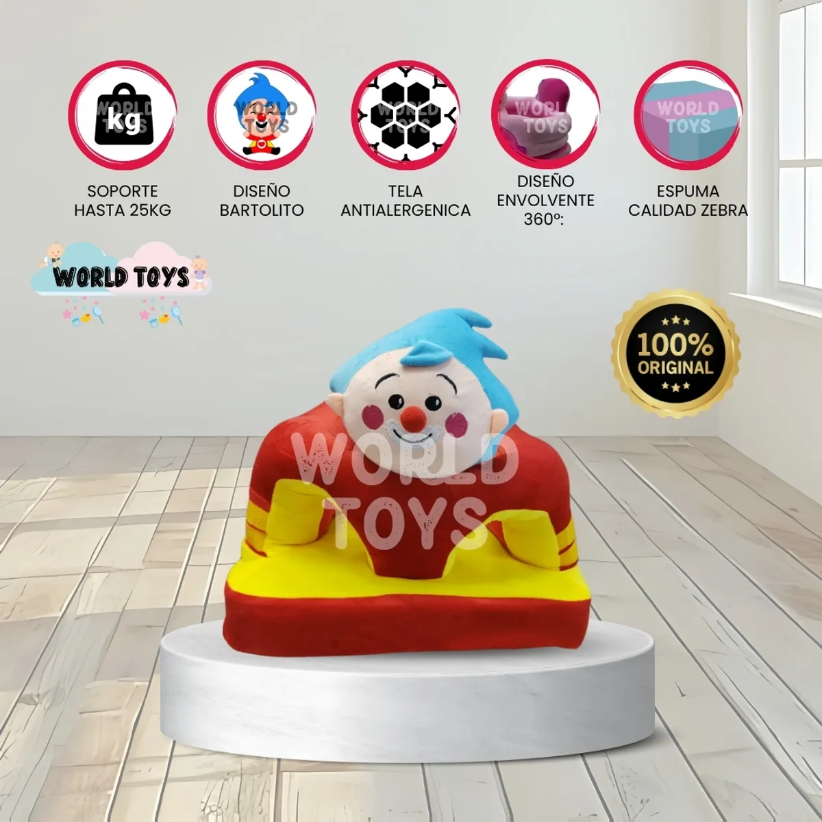 BABY - Asiento de Apoyo para Bebés «PLIN PLIN» Premium Red