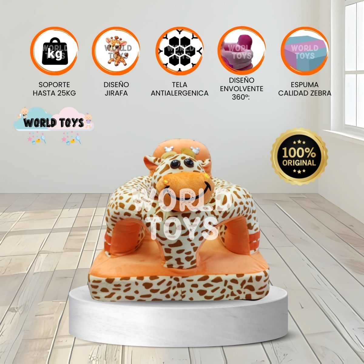 BABY - Asiento de Apoyo para Bebés «JIRAFFE» Animal Orange