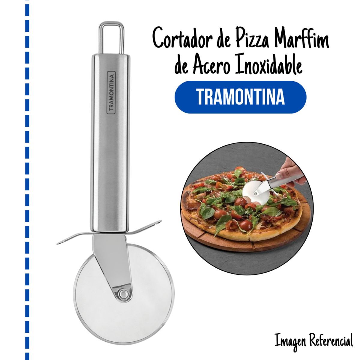TRAMONTINA - Cortador de Pizza Marffim de Acero Inoxidable CDPM-AI